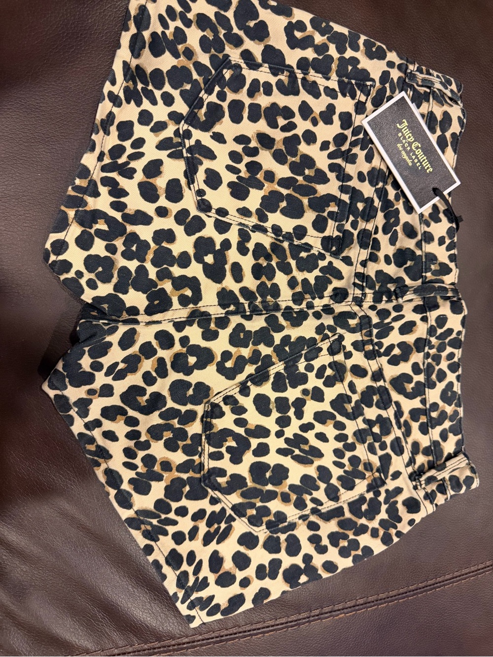 Juicy Couture Leopard Print Shorts - Tan & Black